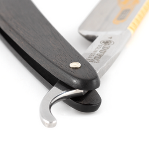 DOVO Silver Steel Straight Razor 5/8 in. Half Hollow Ground Blade, Ebony Wood Handle