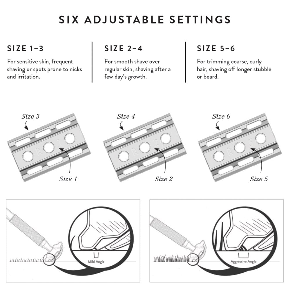 Rockwell Razors 6S Adjustable Stainless Steel Safety Razor, Double Edge Safety Razors