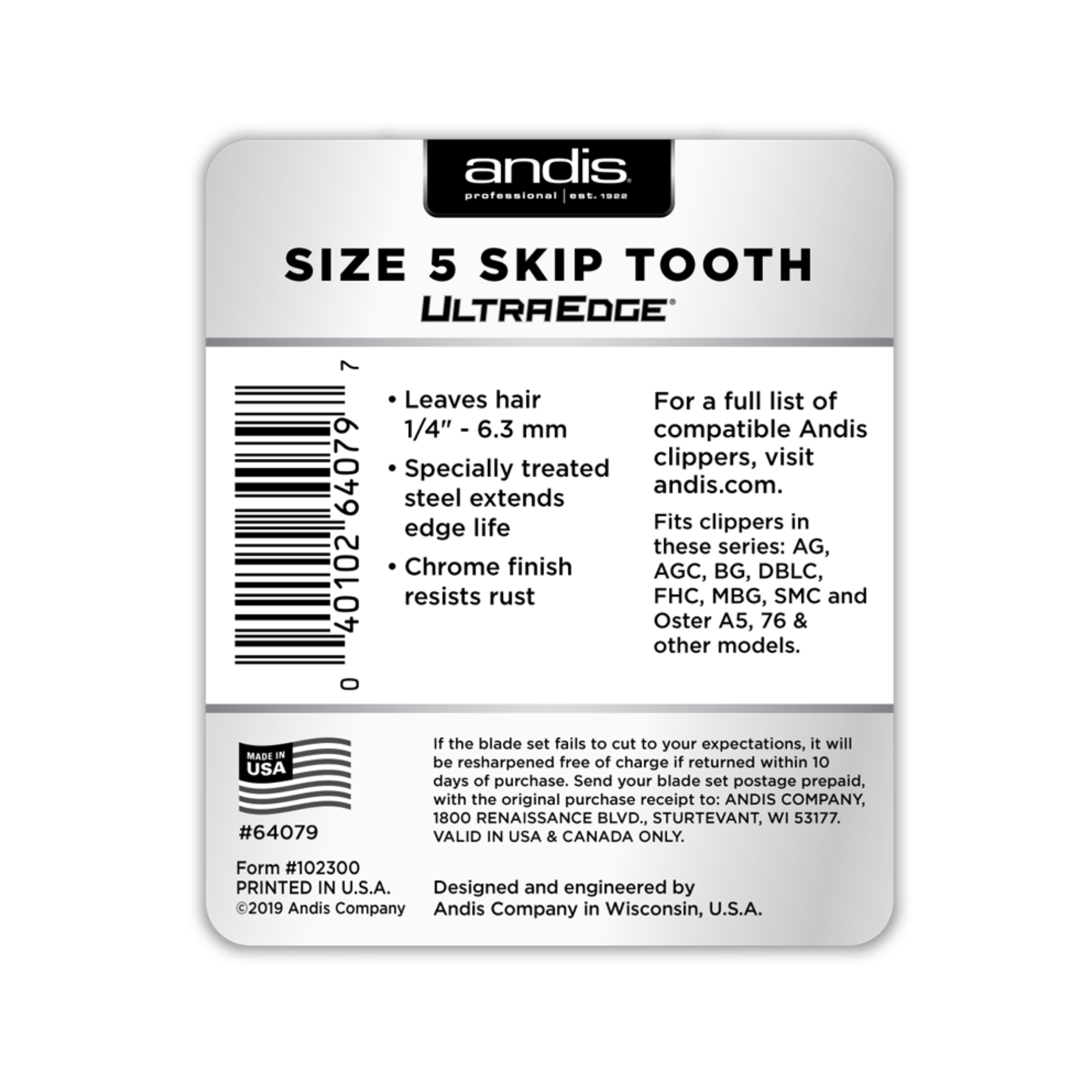 ANDIS Size 5 Skip Tooth