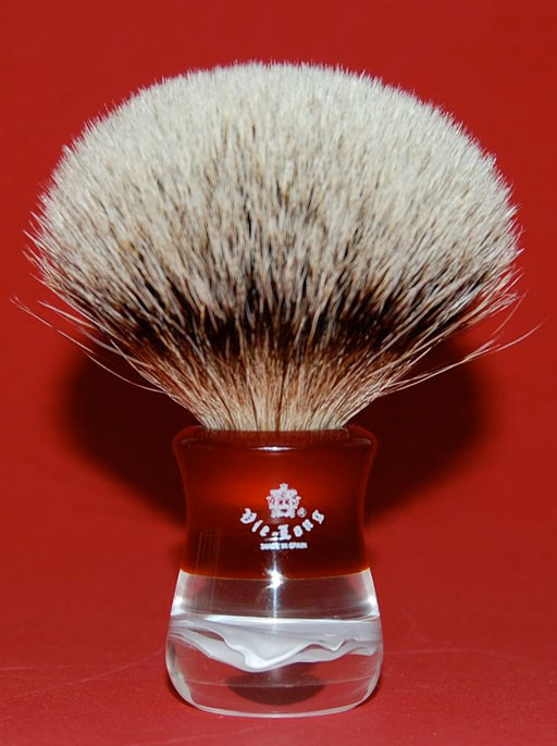 Vie-Long Silvertip Badger Shaving Brush, Red/White Acrylic Handle
