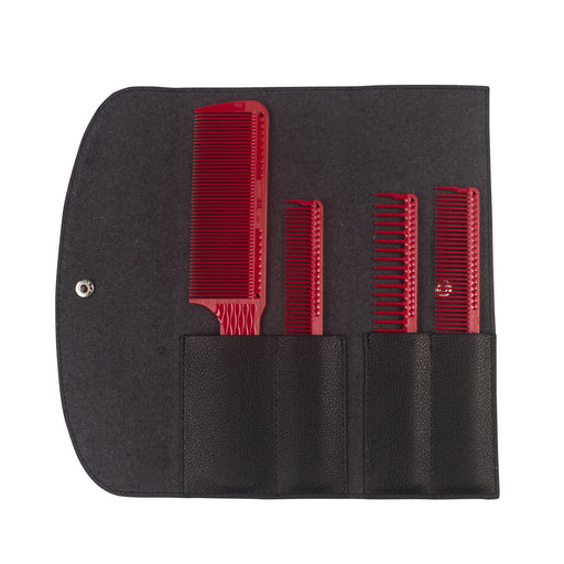 JRL Barber Comb Set - 4 Piece (Red)