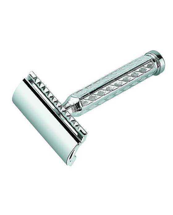 Merkur 42C Double Edge Safety Razor, Straight Cut, Chrome-Plated, Etched Handle, Double Edge Safety Razors