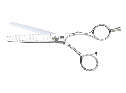 Kasho Japanese 6.0 in Green 15 Tooth Texturizing Shear  Premium Stainless Offset Barbershop & Salon Thinning Scissors