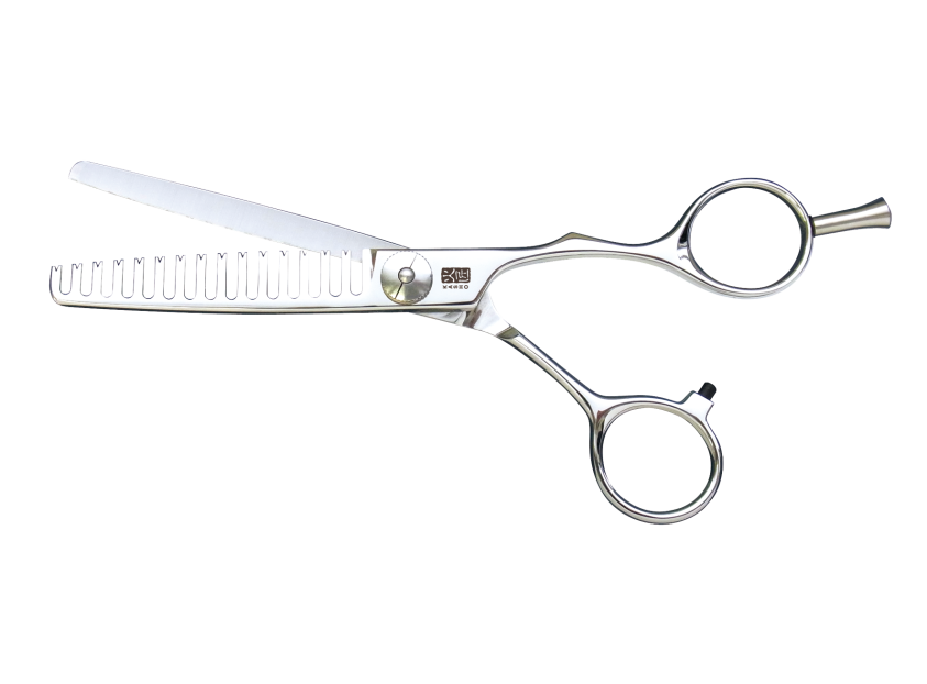 Kasho Japanese 6.0 in Green 15 Tooth Texturizing Shear  Premium Stainless Offset Barbershop & Salon Thinning Scissors