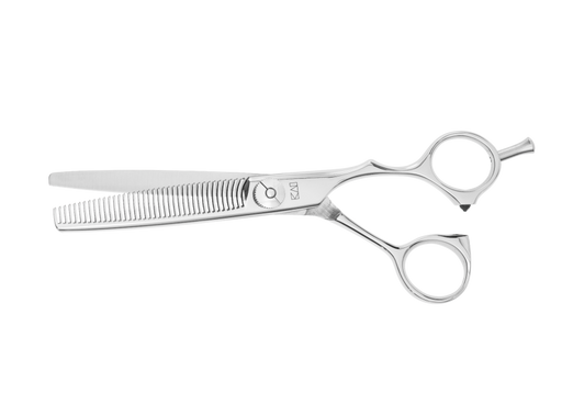 Kasho Japanese 6.0 in. Green Sasa 6.0 in. T38 Blender Texturizing Shear - Single Comb Premium Stainless Offset Barbershop & Salon Thinning Scissors