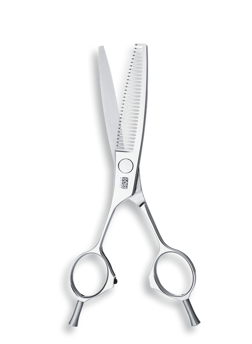 Kasho Japanese 6.0 in Left-Handed Reversible Texturizing Shear  with 30 Teeth Premium Stainless Barbershop & Salon Thinning Scissors