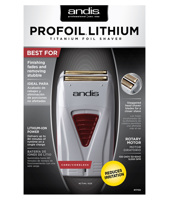 ANDIS Pro Foil Lithium Titanium Foil Shaver, Cord / Cordless (Grey)