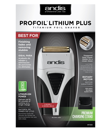 ANDIS ProFoil‚ Lithium Plus Titanium Foil Shaver, Cord/Cordless (Black & Grey)