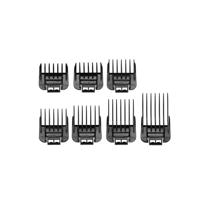 ANDIS Snap-on Blade Attachment Combs, 7-Combs, Sizes 1/16 in., 1/8 in., 1/4 in., 3/8 in., 1/2 in., 3/4 in., 1 in.