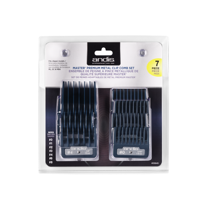 ANDIS Master Series Premium Metal Clip Comb Set, 7pcs.