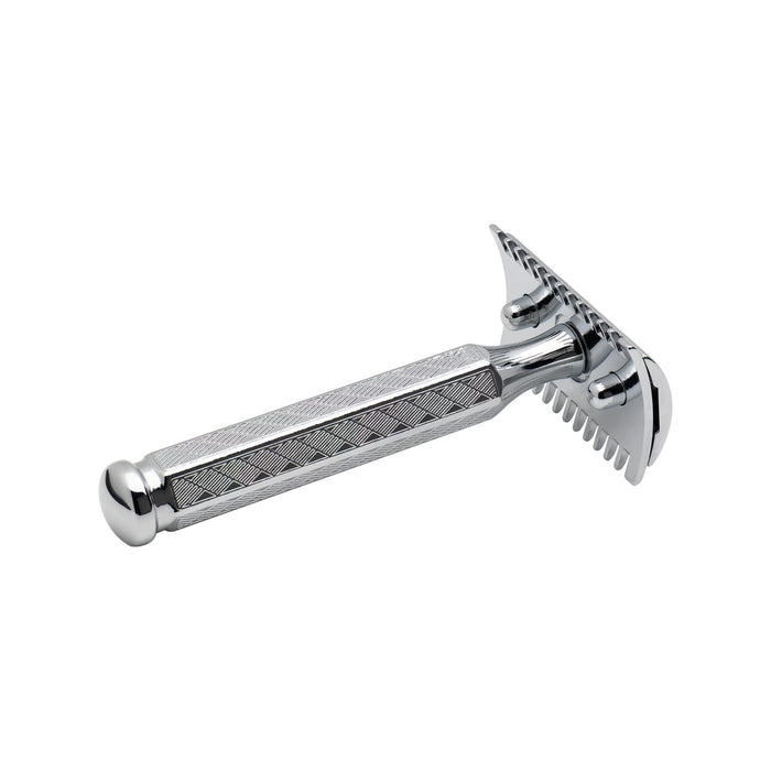 MERKUR 41C Double Edge Safety Razor, Straight Cut, Hexagon Handle, Bright Chrome Finish