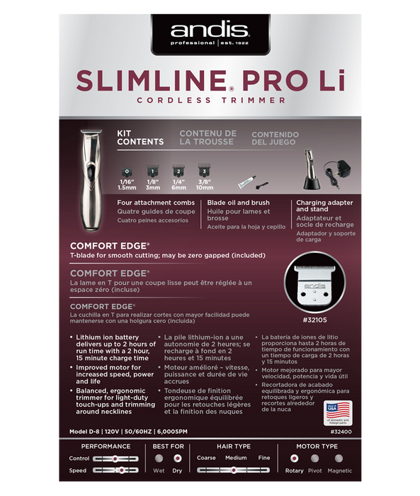 Tondeuse ANDIS Slimline Pro Li (Chrome)