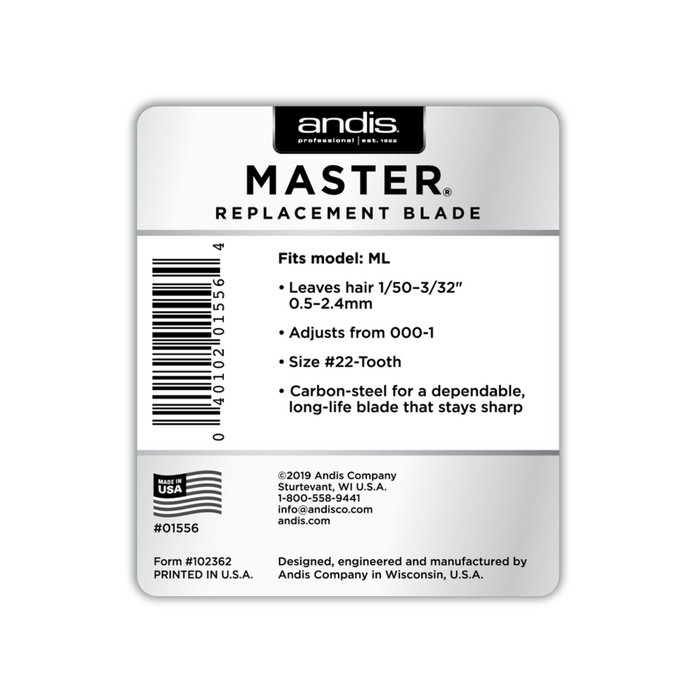 春の新作 Andis 01557 Professional Master Adjustable Blade Hair Trimmer, Unbreakable Carbon Steel T-Blade Silver, Chrome, Pack of 1並行輸入