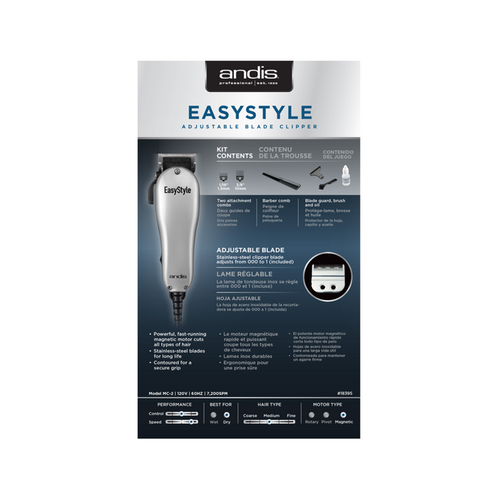 ANDIS EasyStyle 7-Piece Home Haircutting Clipper Kit (Silver)