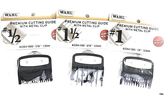 WAHL-101505 Guide de coupe Wahl Professional Premium avec clip sécurisé en métal : #1/2", 1", 1 1/2"