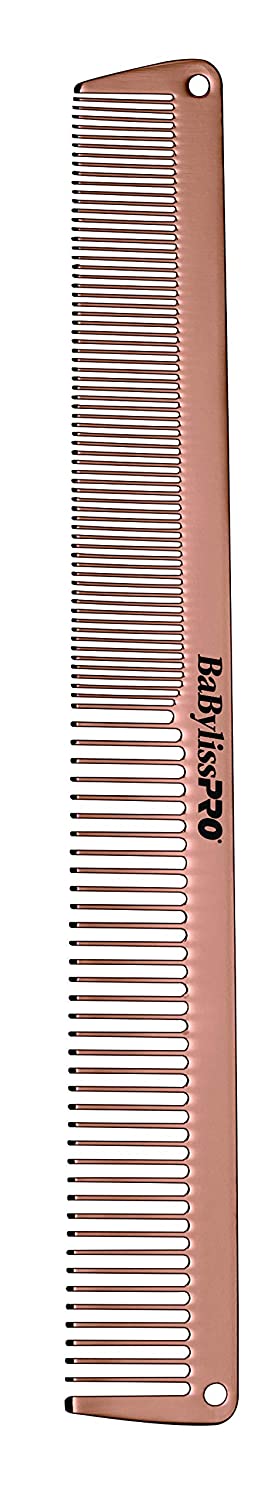 Babyliss Pro Metal comb duo includes a 7-1/2 in. cutting comb and a 9 in. clipper comb. Rose gold.