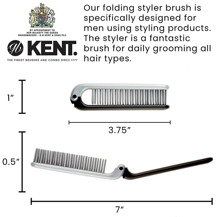 K-KFM4  Kent for Men Folding Styler, Travel Size Hairbrush
