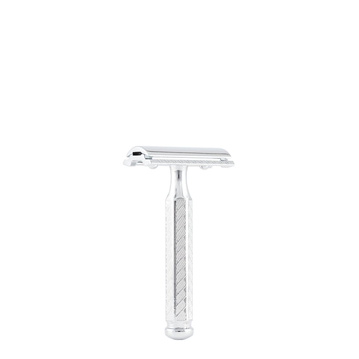 Merkur Double Edge Safety Razor, Straight Cut, Chrome-Plated, Etched Handle