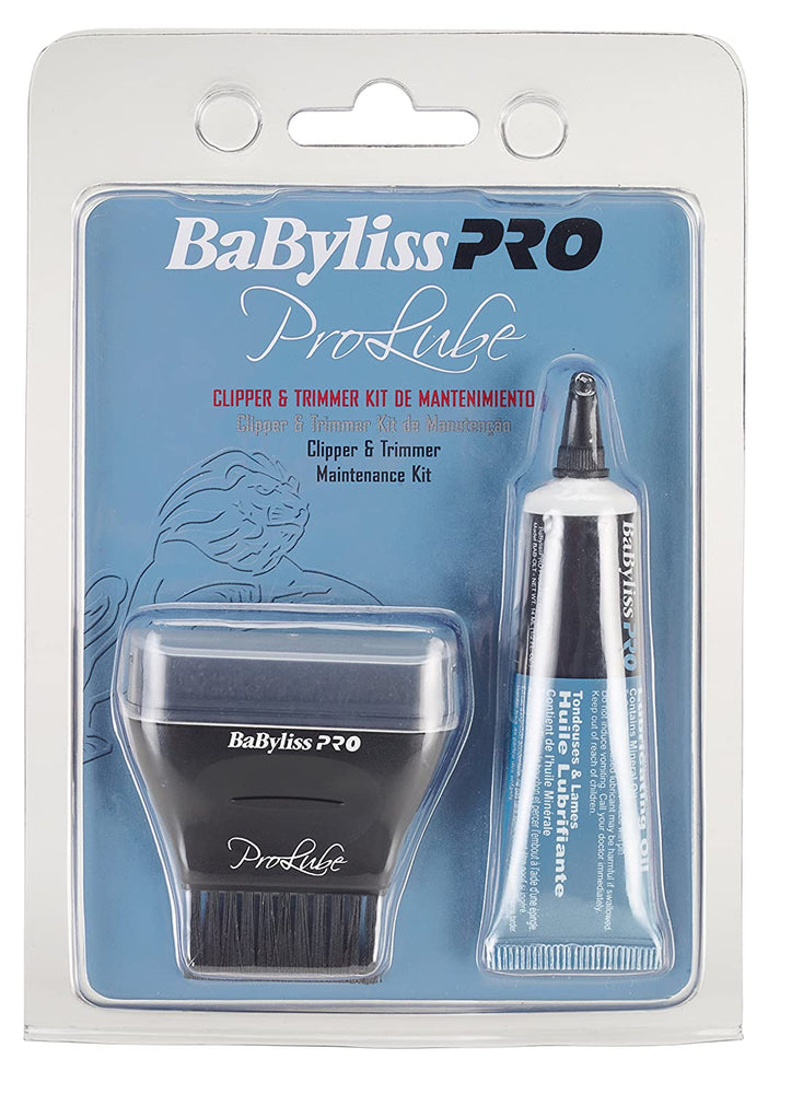 Babyliss Pro "ProLube" clipper and trimmer maintenance kit. Lubricating oil and cleaning brush.
