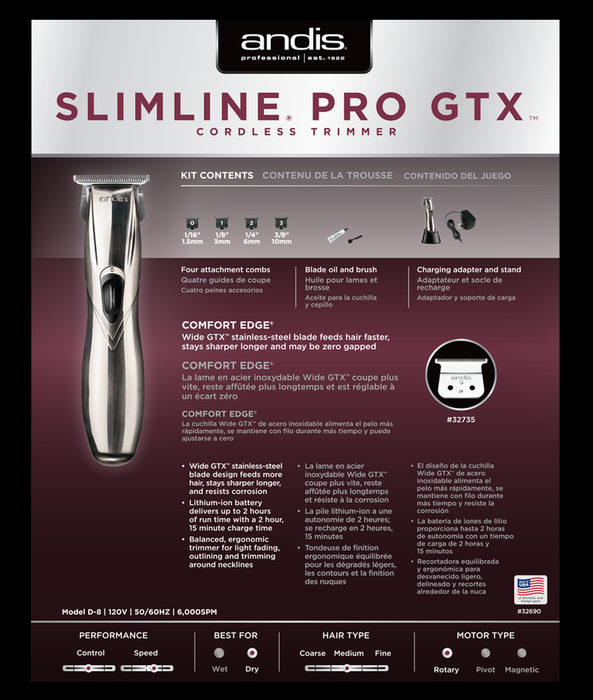 Tondeuse sans fil ANDIS Slimline Pro GTX
