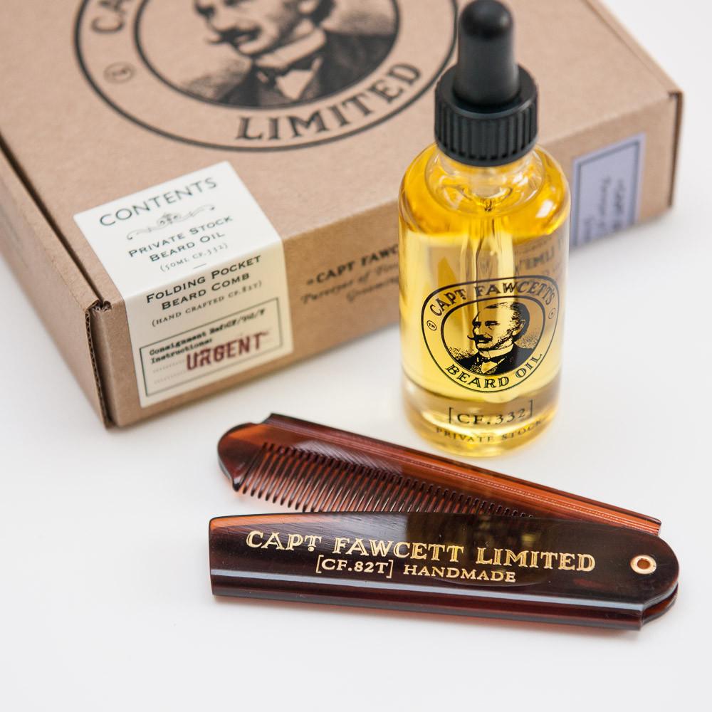 Captain Fawcett's Beard Oil & Beard Comb Gift Set(Private Stock)