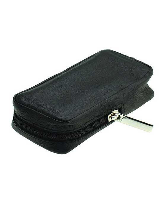 Dovo Zippered Leather Case For Safety Razors, Black