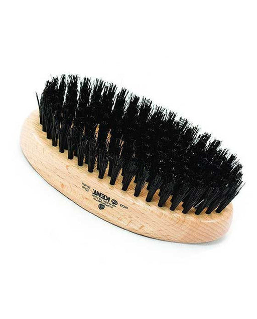 Kent Military Brush, Oval, Beechwood, Natural Shine Black Bristle Hairbrush