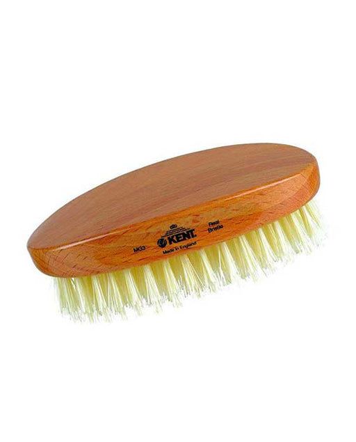 Kent Military Brush, ovale, bois de hêtre, brosse à cheveux en poils blancs purs