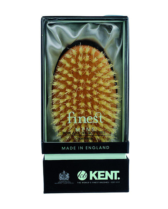 Kent Military Brush, Oval, Beechwood, Pure White Bristle Hairbrush