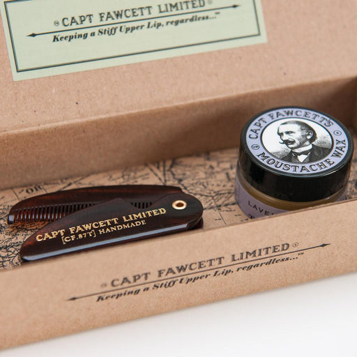 Coffret cadeau Captain Fawcett's Wax &amp; Moustache Peigne (Lavande)