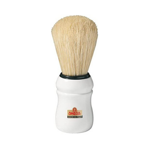 Omega Boar Bristle Shaving Brush, ABS Handle, White