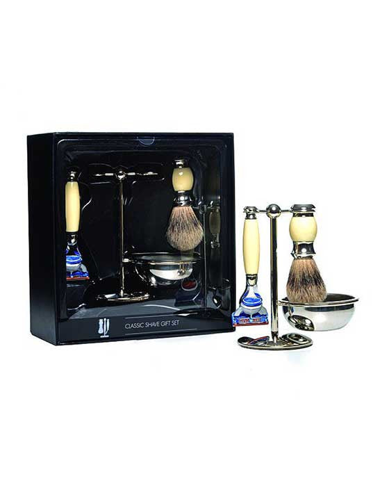 PureBadger Collection Set, Pure Badger Shaving Brush, Mach3 Razor, Stand & Bowl