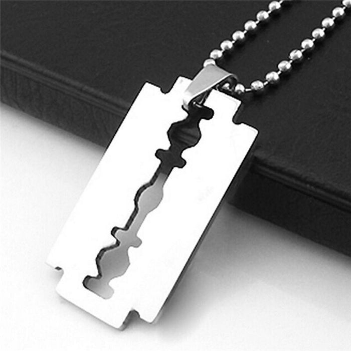 Razor blade sale necklace silver