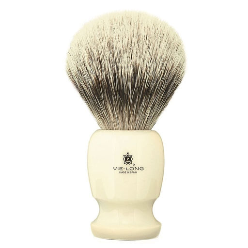 Vie-Long Silvertip Badger Hair Shaving Brush, Cream Acrylic Handle